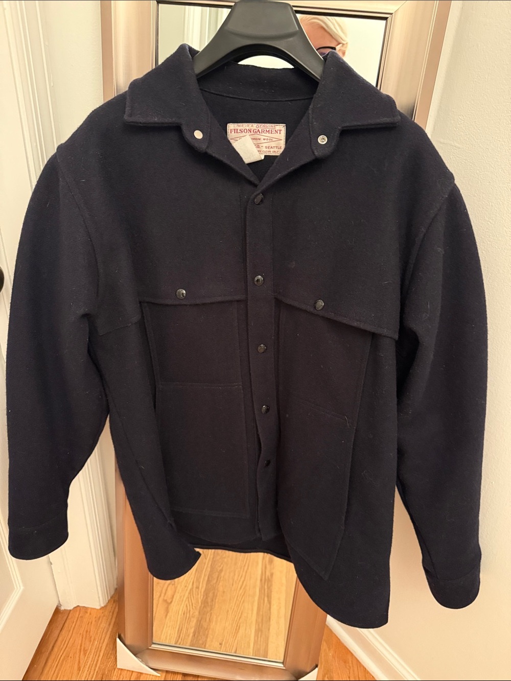 Filson Men’s Mackinaw Wool Cape Coat Black, Sz XL